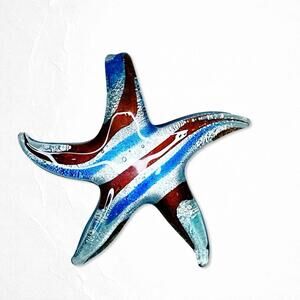 6019gc. Blue Art Glass Starfish Pendant